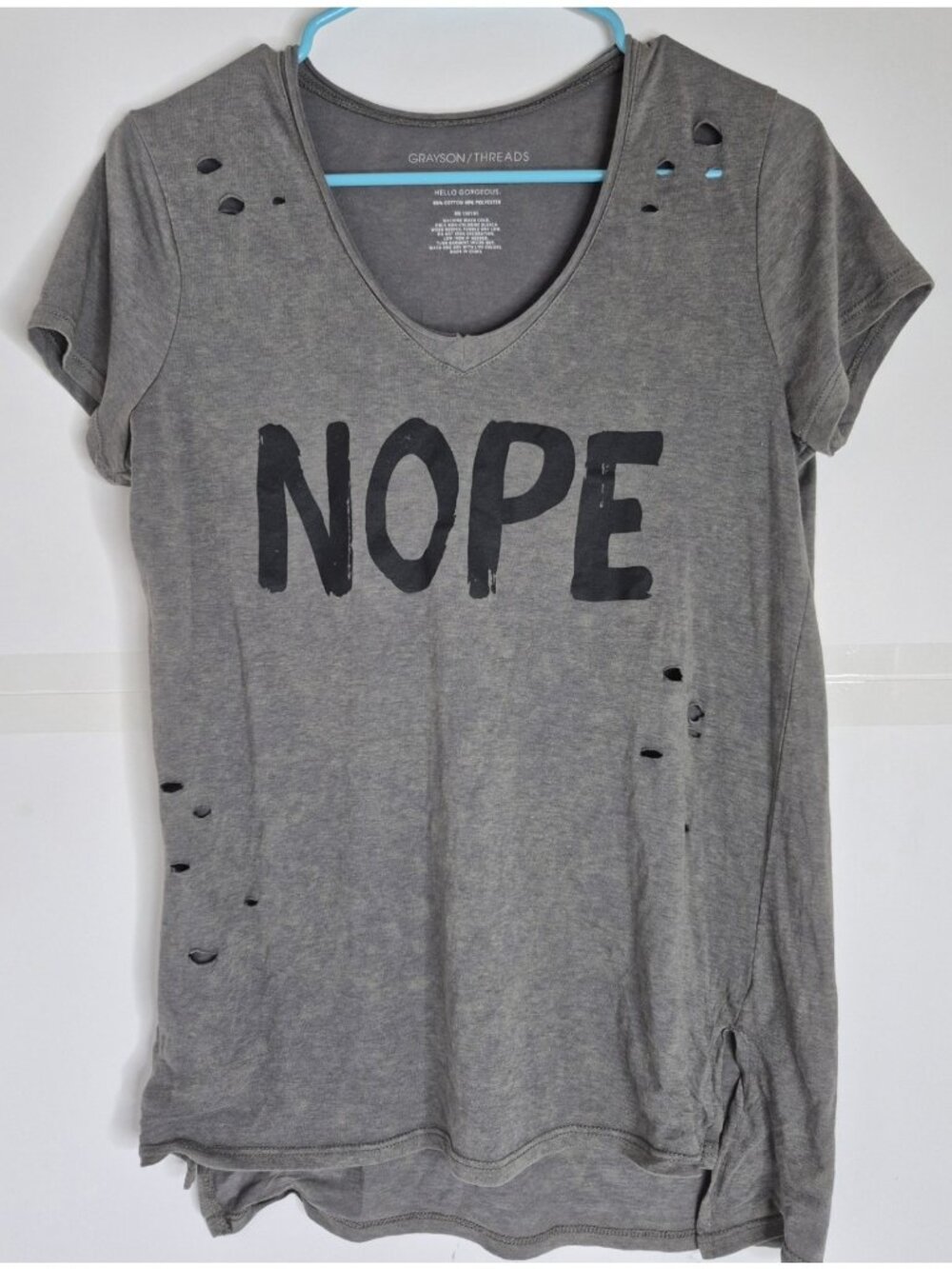 Grayson/Threads "NOPE" Distressed T-shirt Women's Size L